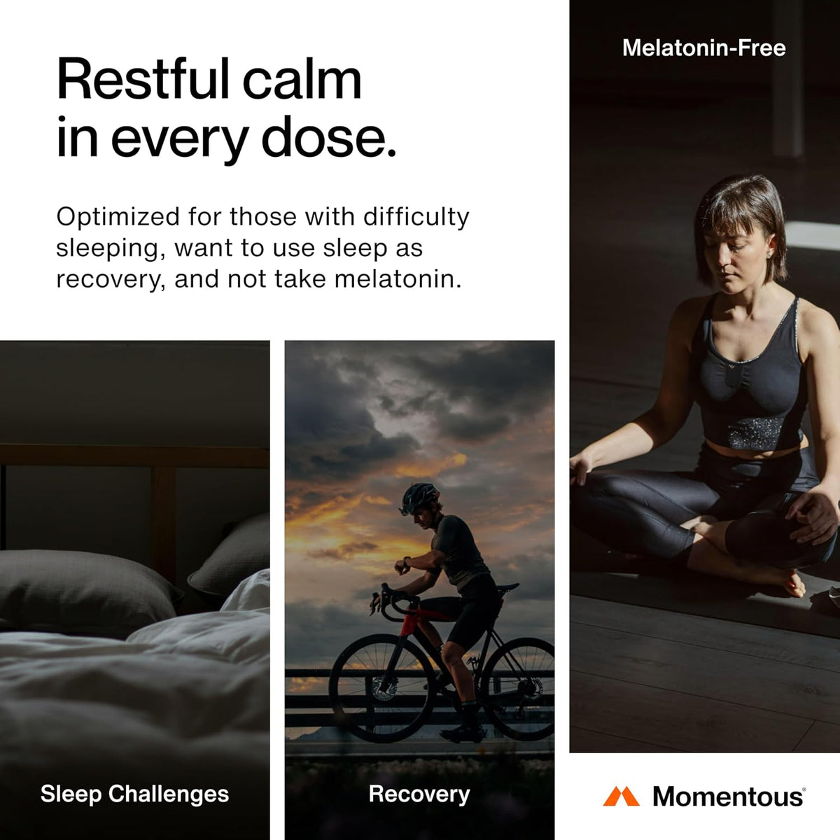 Momentous Nightly Sleep Pack - Magnesium L-Threonate, L-Theanine, and Apigenin - NSF Certified for Sport - 30 Servings