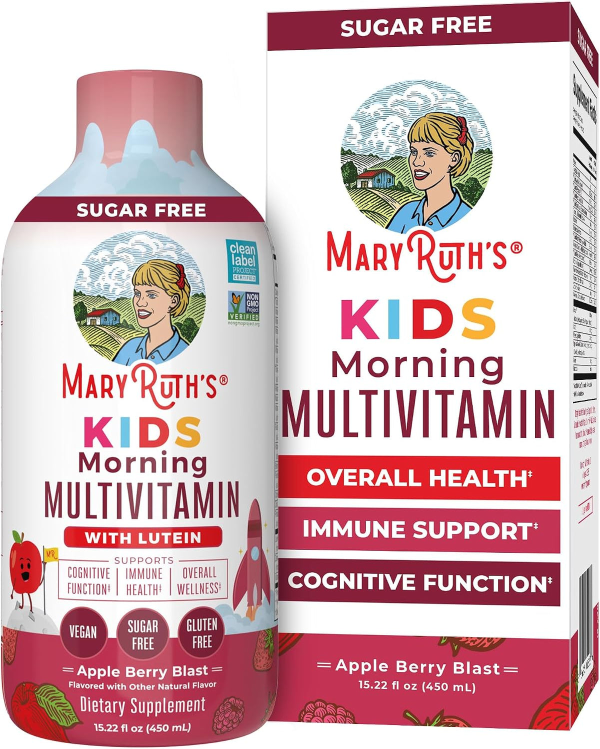 MARYRUTH'S Liquid Morning Multivitamin for Kids | Kids Multivitamin | Immune Support Supplement | Vitamin C | Vitamin D | Essential Nutrients | Vegan | 30-180 Servings | 15.22 fl oz