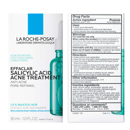 La Roche-Posay Effaclar Salicylic Acid Treatment to Minimize Pores, Clear Acne Blemishes and Post Acne Marks