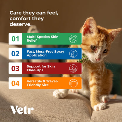 vetr Skin Relief Hydrocortisone Spray for Dogs - Topical Support for Itchy Skin and Hot Spots - 4 oz (120mL) - Vet-Formulated in USA