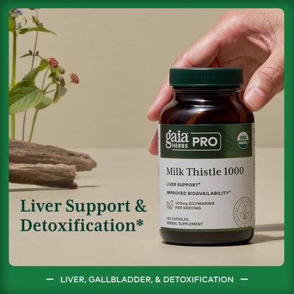 GAIA HERBS PRO Milk Thistle 1000 - Liver Health Support Supplement* - Liver Cell Health Supplement* with Silactive Milk Thistle Fruit Extract -
