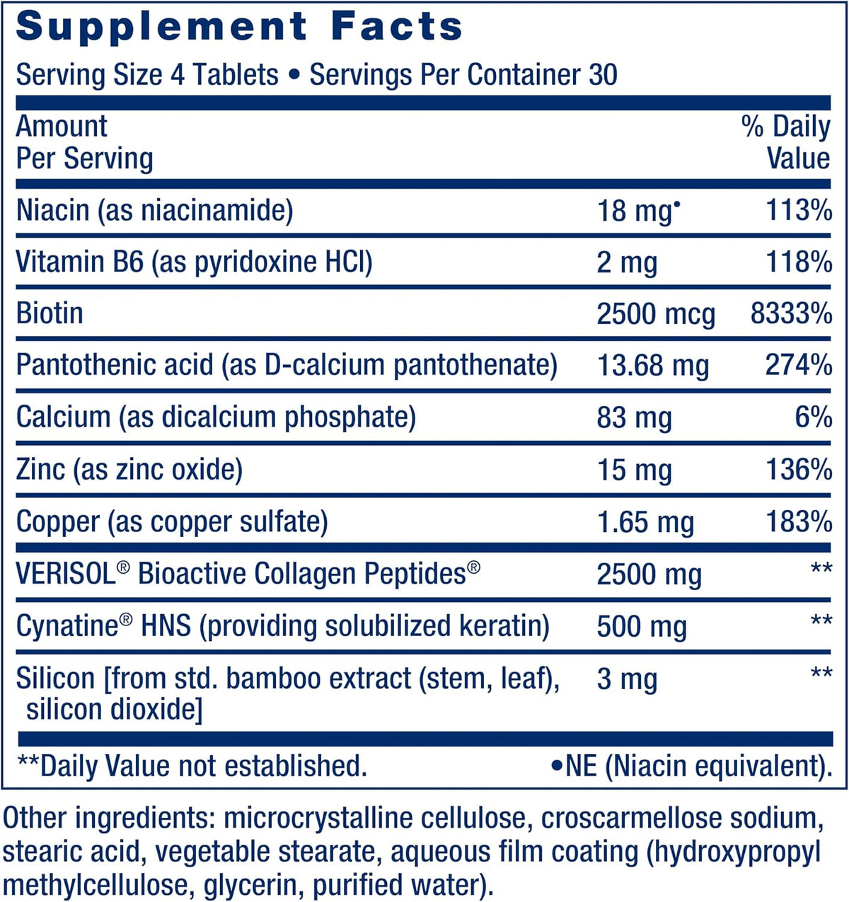 Life Extension Hair, Skin, & Nails- Collagen Plus, 120 Count