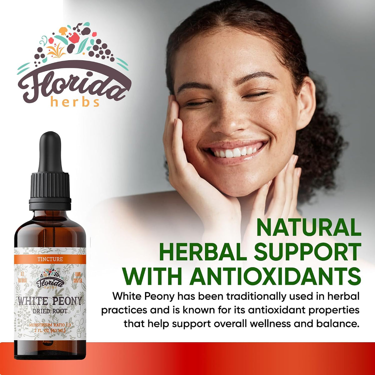 White Peony Tincture, Organic White Peony Extract (Paeonia Lactiflora) Root, Non-GMO in Cold-Pressed Organic Vegetable Glycerin 2 oz, 670 mg