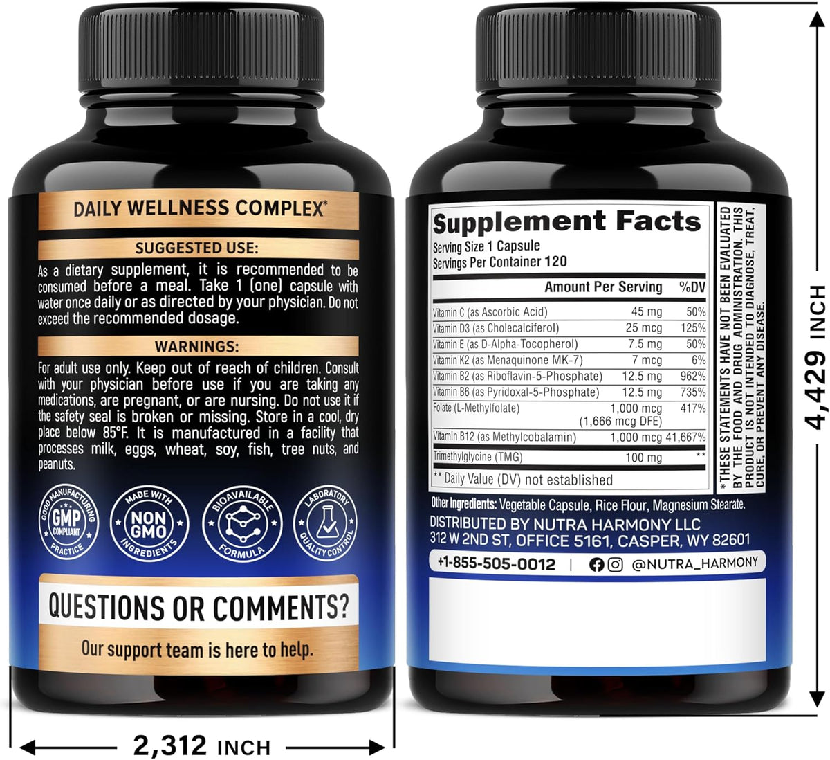 Methylated Multivitamin - B2, B6, 5-MTHF & B12 | Antioxidants C & E | Vitamin D3 & K2 - for Men & Women - 9-in-1 MTHFR Supplement with TMG - Energy, Brain & Mood - Vegan - Lab Tested - 120 Capsules