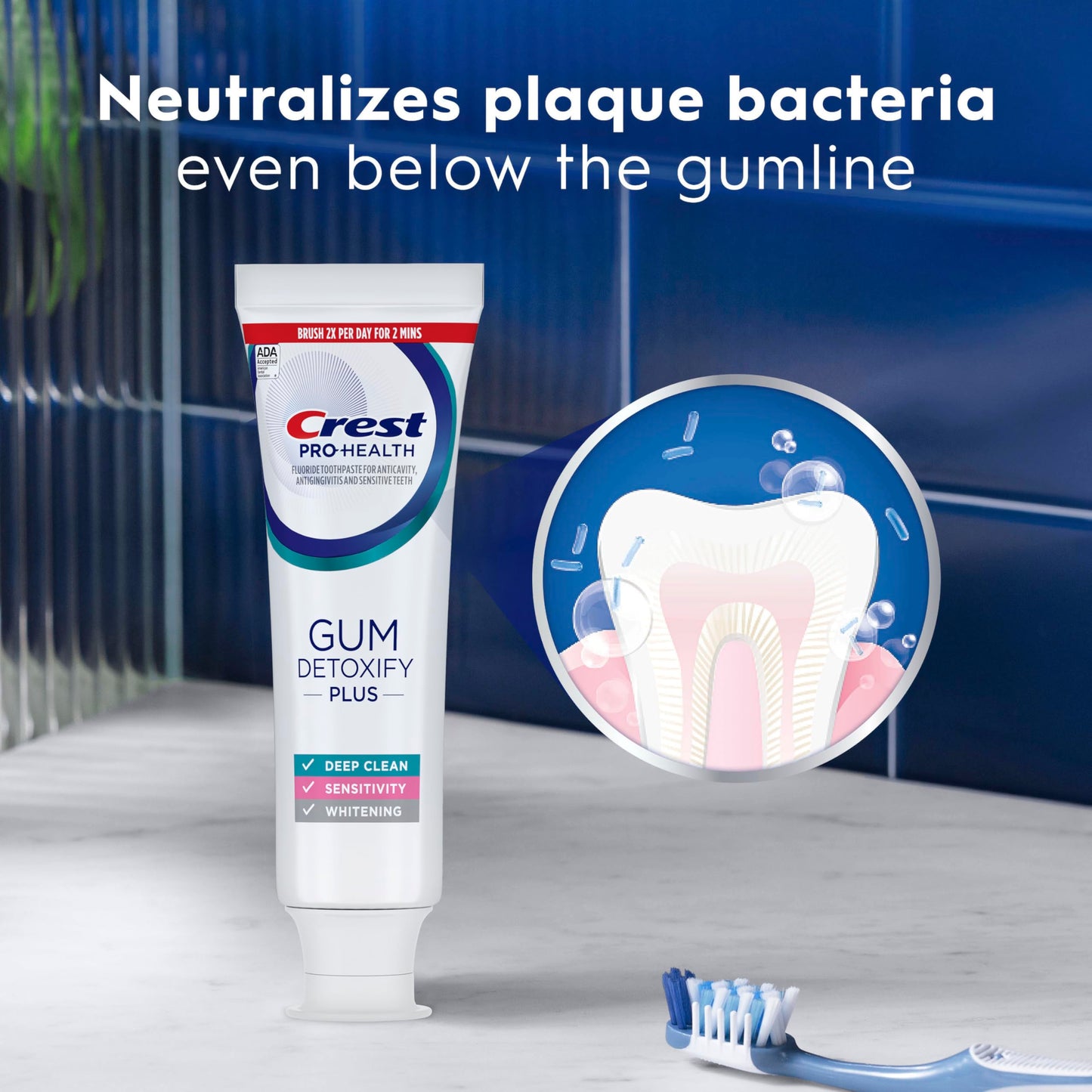 Crest Pro-Health Gum Detoxify Plus Toothpaste 4.5 oz Pack of 3 - Antibacterial Fluoride Toothpaste, Sensitivity Protection