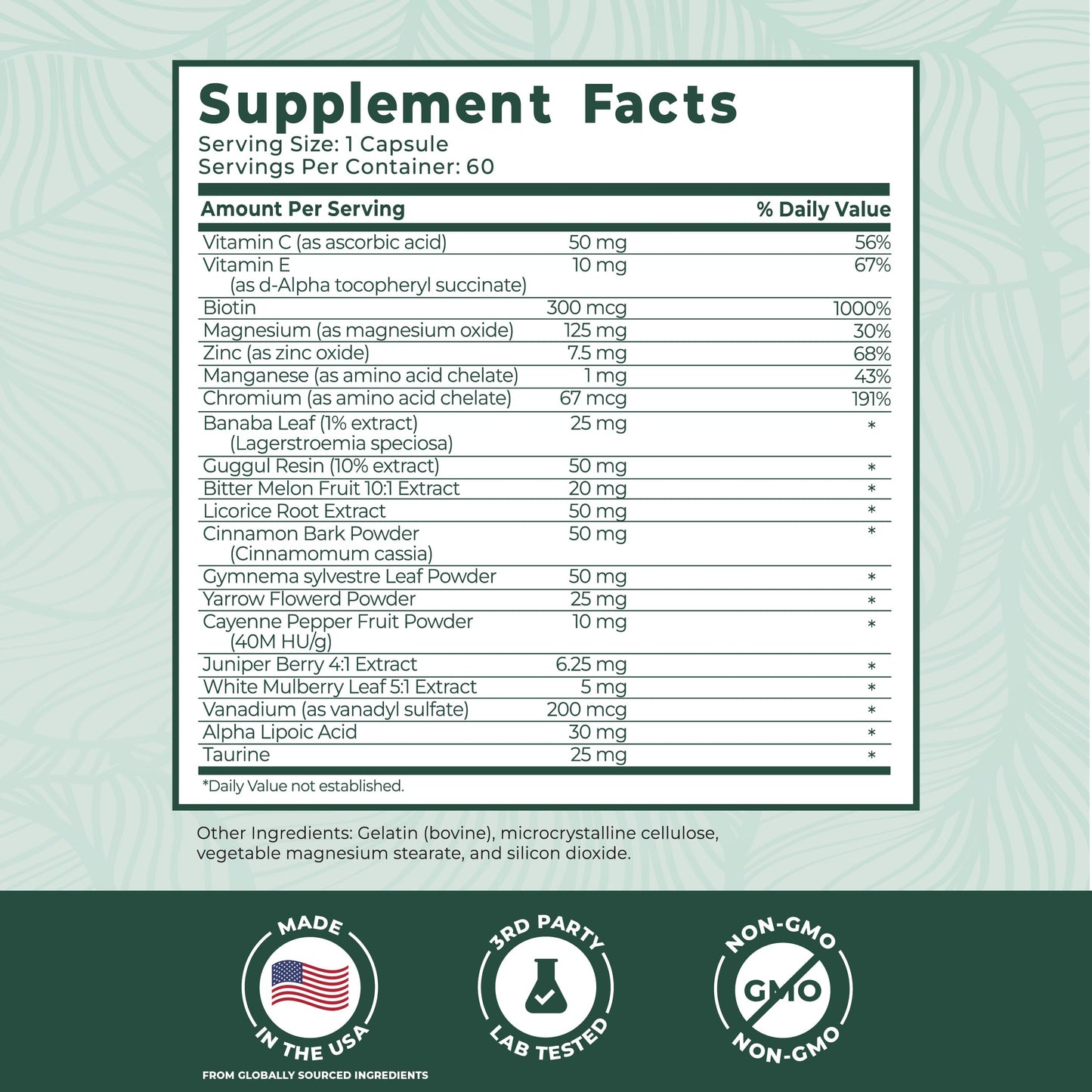 PurePremium Normal Blood Sugar Support Supplement - 20 Active Ingredients Complex to Support Blood Sugar Levels Already in The Normal Range - with Cinnamon