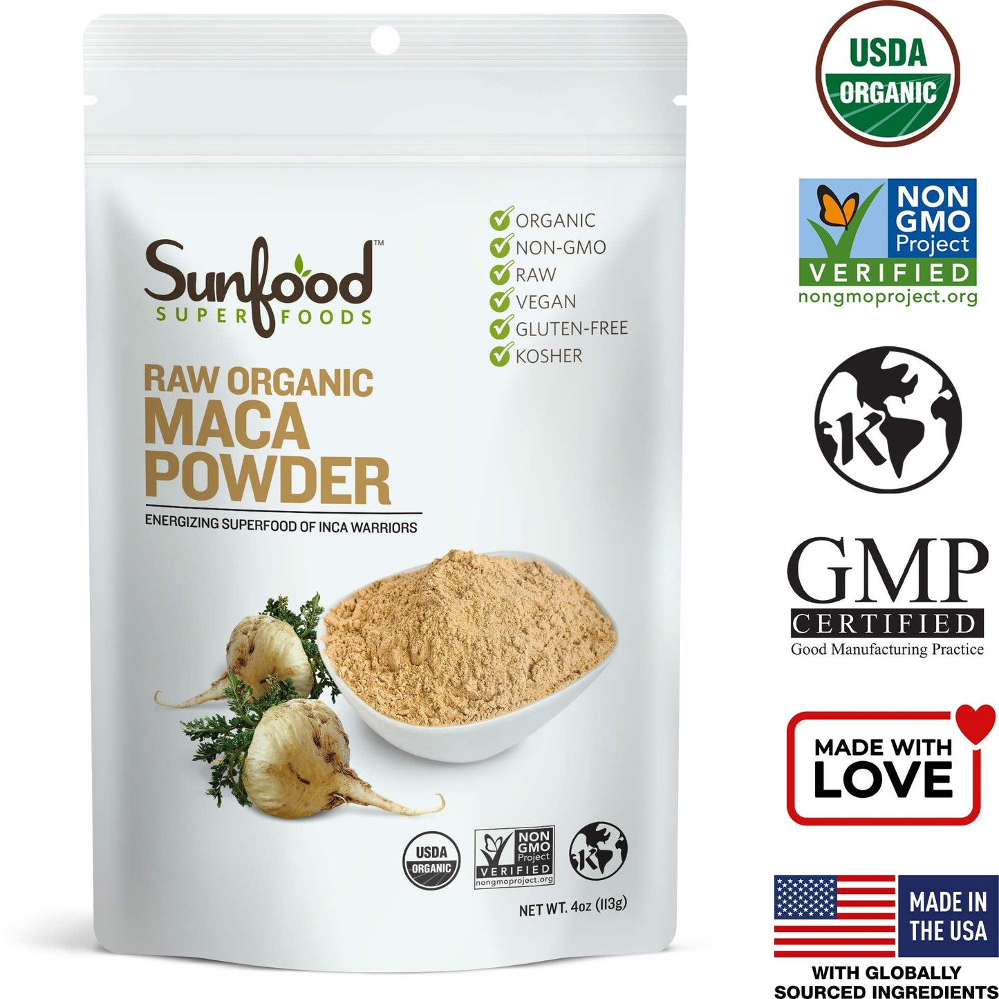 Sunfood Organic Maca Powder - Maca Root Powder, Maca Powder Organic, Maca Supplement for Men & Women with Adaptogens, Peruvian, Raw, Vegan, Premium Maca Powder - 4 Oz Bag Sunfood SuperfoodsBuy Supplements Australia