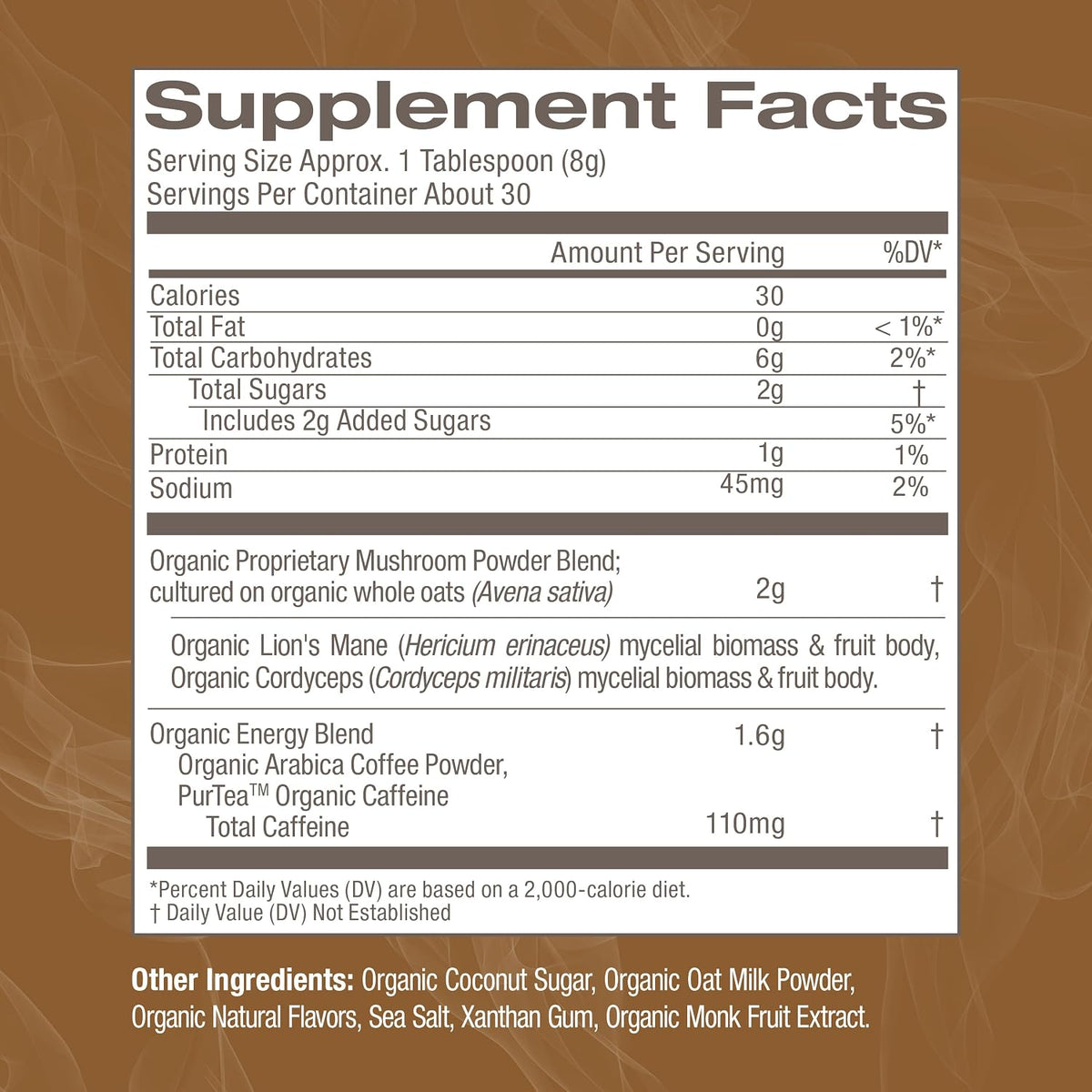 OM MUSHROOM SUPERFOOD Coffee Latte Blend – Functional Mushroom Powder with Lion’s Mane & Cordyceps – Energy, Focus & Mental Clarity Support – 8.47 oz Canister (30 Servings)
