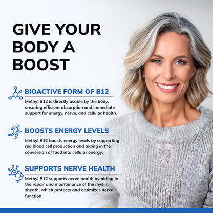 aSquared Nutrition Vitamin B12-5000 MCG Supplement with Methylcobalamin (Methyl B-12) - Max Strength Vitamin B 12 Support to Help Boost Natural Energy,