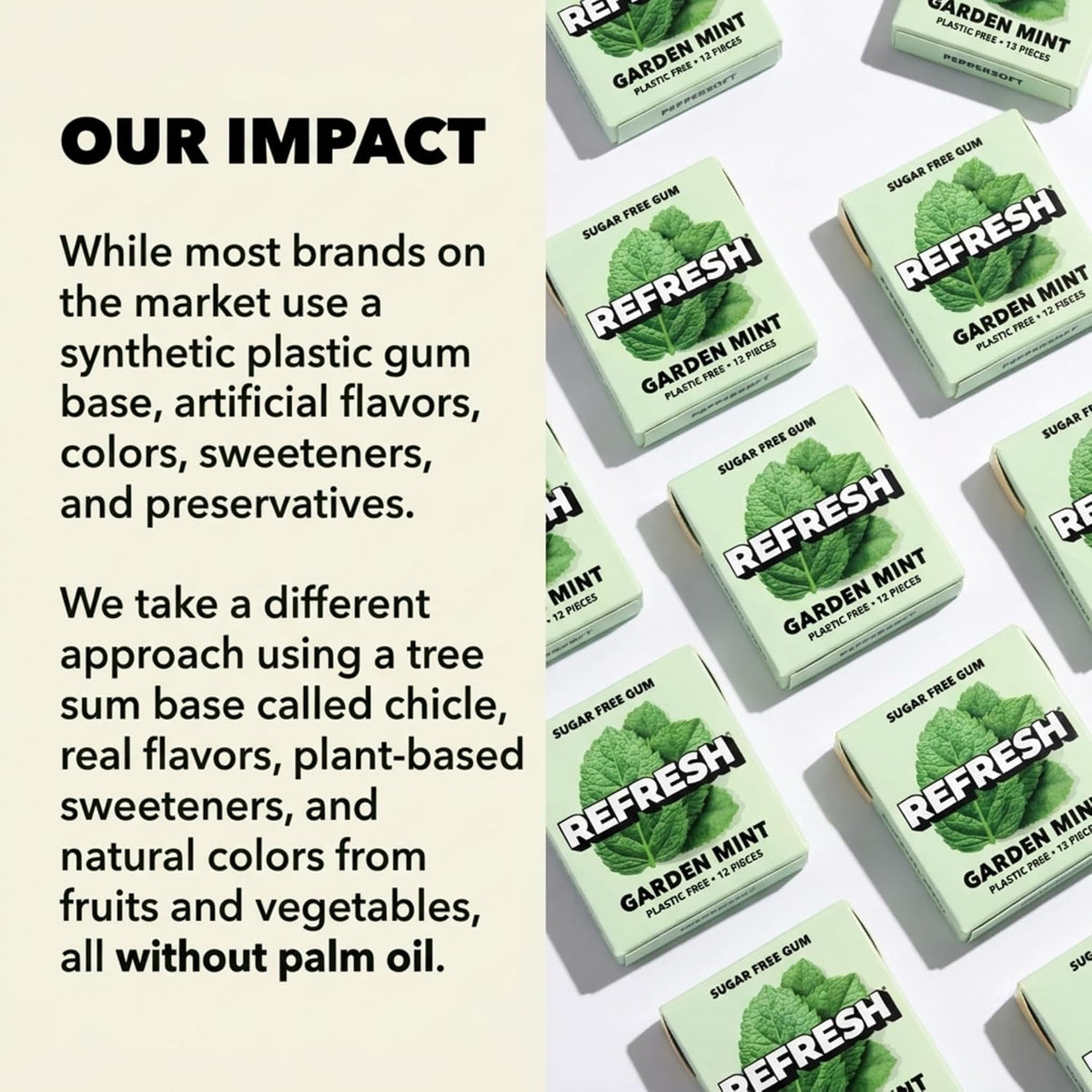 Refresh Sugar Free Chewing Gum with Xylitol, Garden Mint, 12 Pack