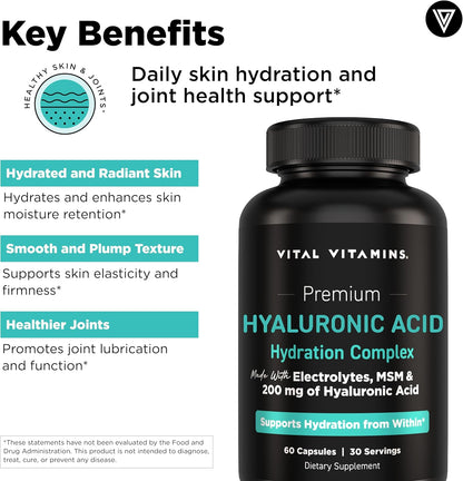 Vital Vitamins Hyaluronic Acid Hydration Complex 60 ct + Biotin Complex 60 ct