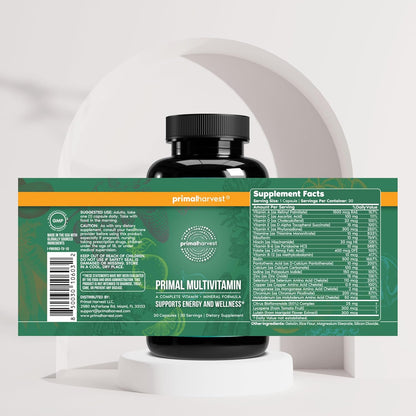Primal Harvest Multivitamin & Collagen Supplements for Women and Men Multi Vitamin Capsules and Collagen Peptides Pills Bundle