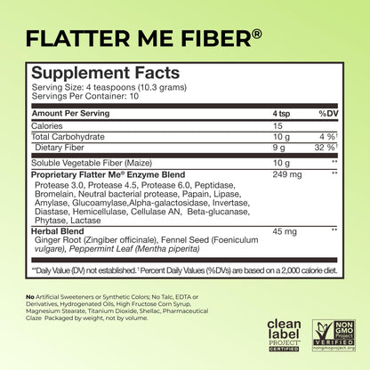 HUM Flatter Me Fiber Strawberry Lemon Fiber Powder Drink Mix, 10 Servings
