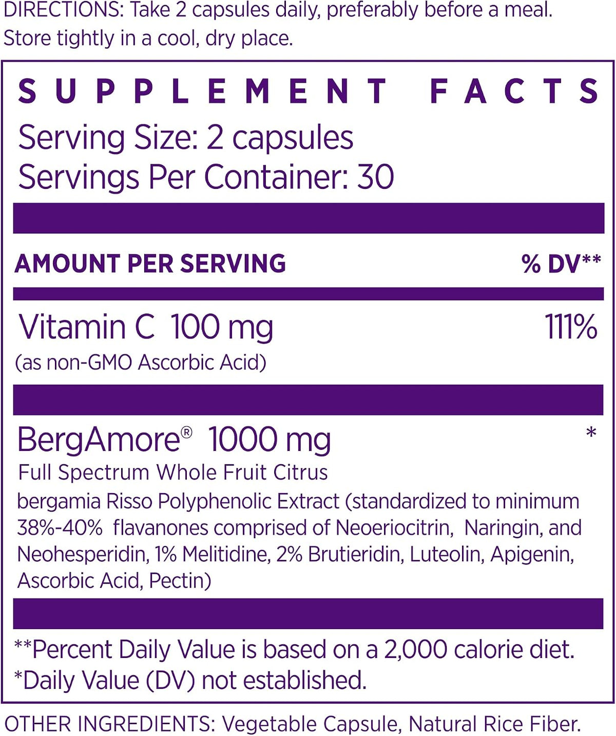 NAOMI Italian Citrus Bergamot 1000mg Extra Strength - Supports Healthy Cholesterol & Triglyceride Levels Already in Normal Range - Patented BergAmore® Extract, 7 Key Polyphenols, 30-Day Supply