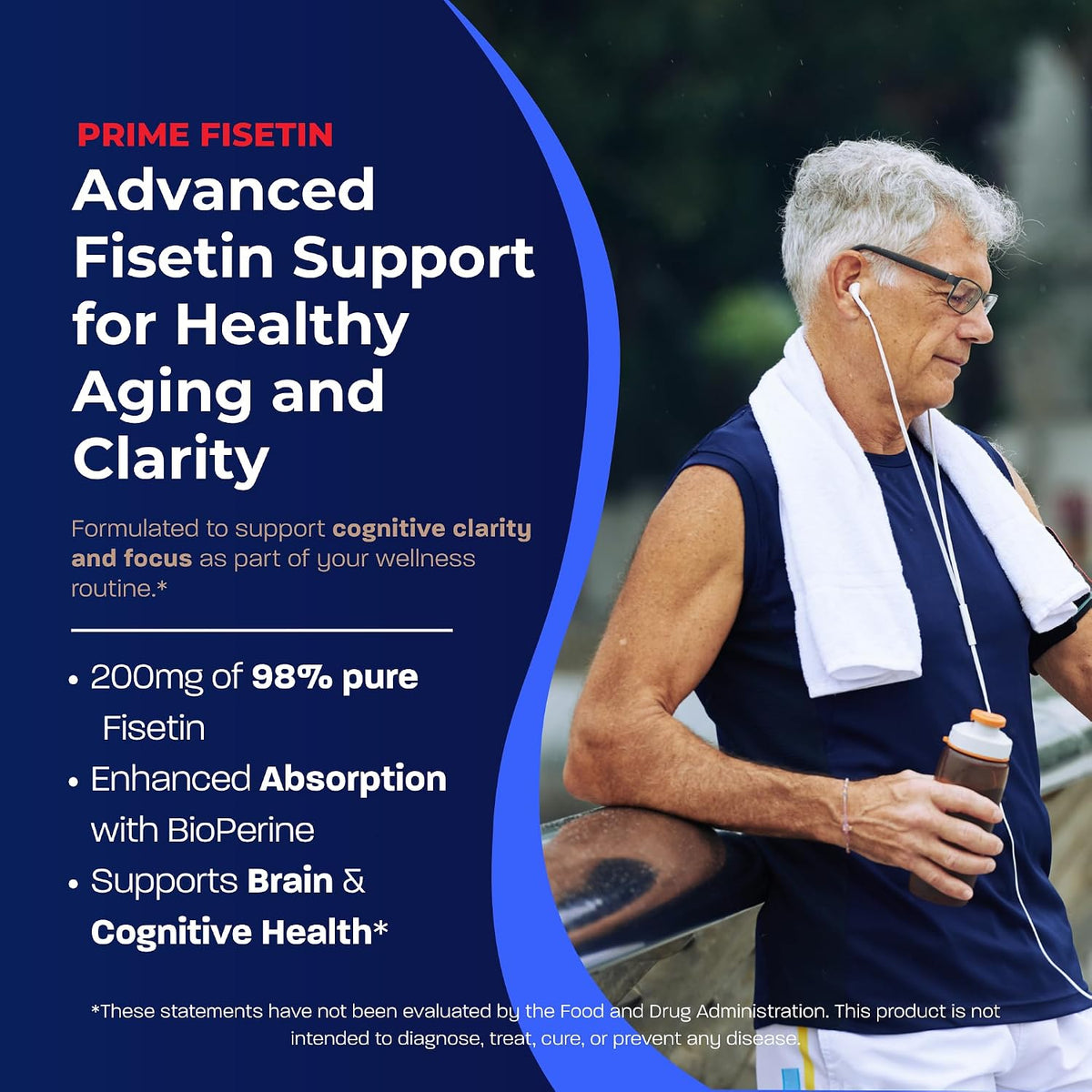 BONE SCIENCE Prime Fisetin 98% Flavonoid Complex, BioPerine, 60 Capsules