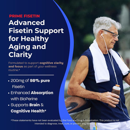 BONE SCIENCE Prime Fisetin 98% Flavonoid Complex, BioPerine, 60 Capsules