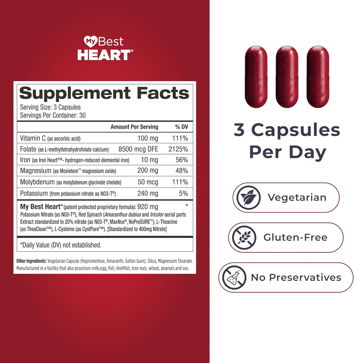 MyBestHeart Blood Pressure Support Supplement for Men & Women - 90 Capsules