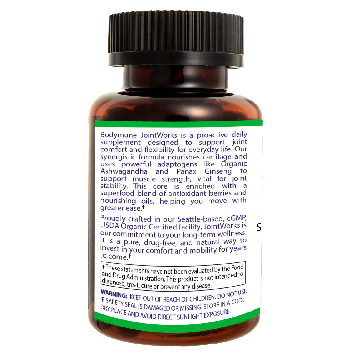 Bodymune JointWorks – Organic Joint & Muscle Support Supplement – Promotes Mobility, Flexibility & Comfort – 60 Capsules (2-Month Supply) – USDA Organic, Vegan, Gluten-Free, Non-GMO