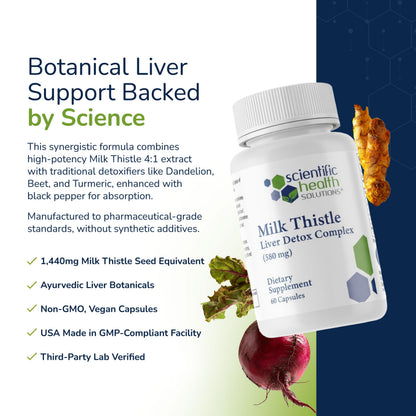 Milk Thistle Liver Detox Complex – Clinical-Grade Liver Support Supplement with Turmeric, Dandelion, Beet, Picrorhiza, Black Pepper – Phase I & II Detox