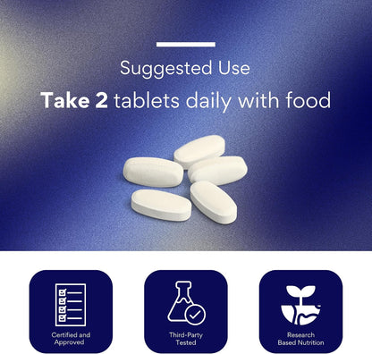 Research Verified Bone Health Support - Rebuild Bone Mass - Triple Calcium Complex, Vitamin D3, Vitamin K2, Soy Isoflavones, BioPerine - 60 Tablets - 1 Month Supply