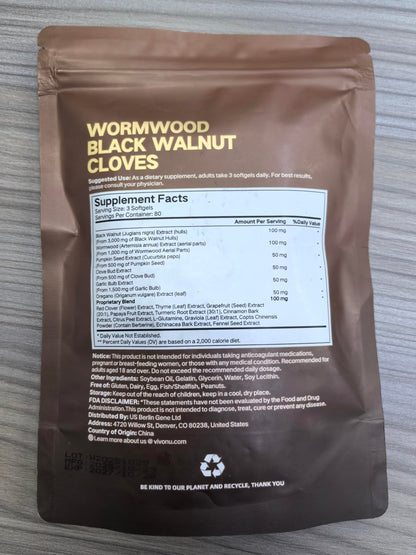 18-in-1 Black Walnut Wormwood Cleanse for Humans, 80 Day Supply, Serving, Rapid Gut Cleanse & Digestive Health with Clove, Garlic, Turmeric, Pumpkin Seed,