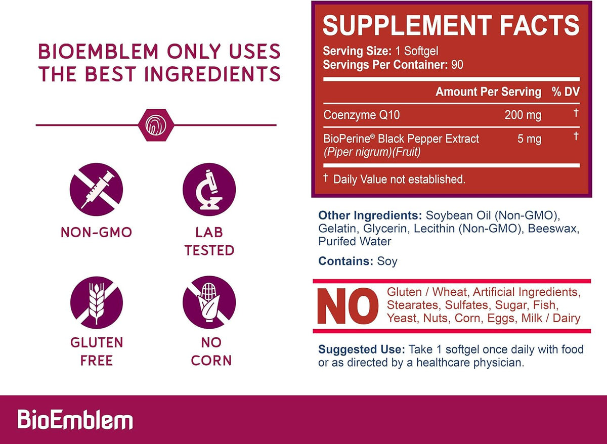 BioEmblem Triple Magnesium Complex 180 Capsules and CoQ10 with BioPerine 90 Count