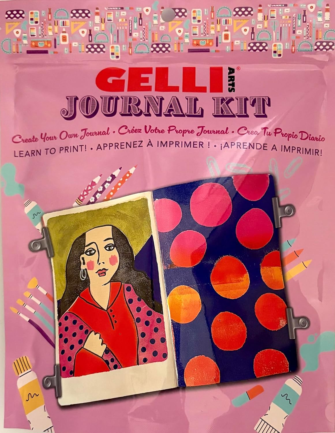 Gelli Arts Journal Kit - All-in-One Printing Kit with 3x5 Gel Plate, Roller, Mini Journal & Mixed Media Supplies, Art Set for DIY Crafts, Handmade Projects for Kids or Adults