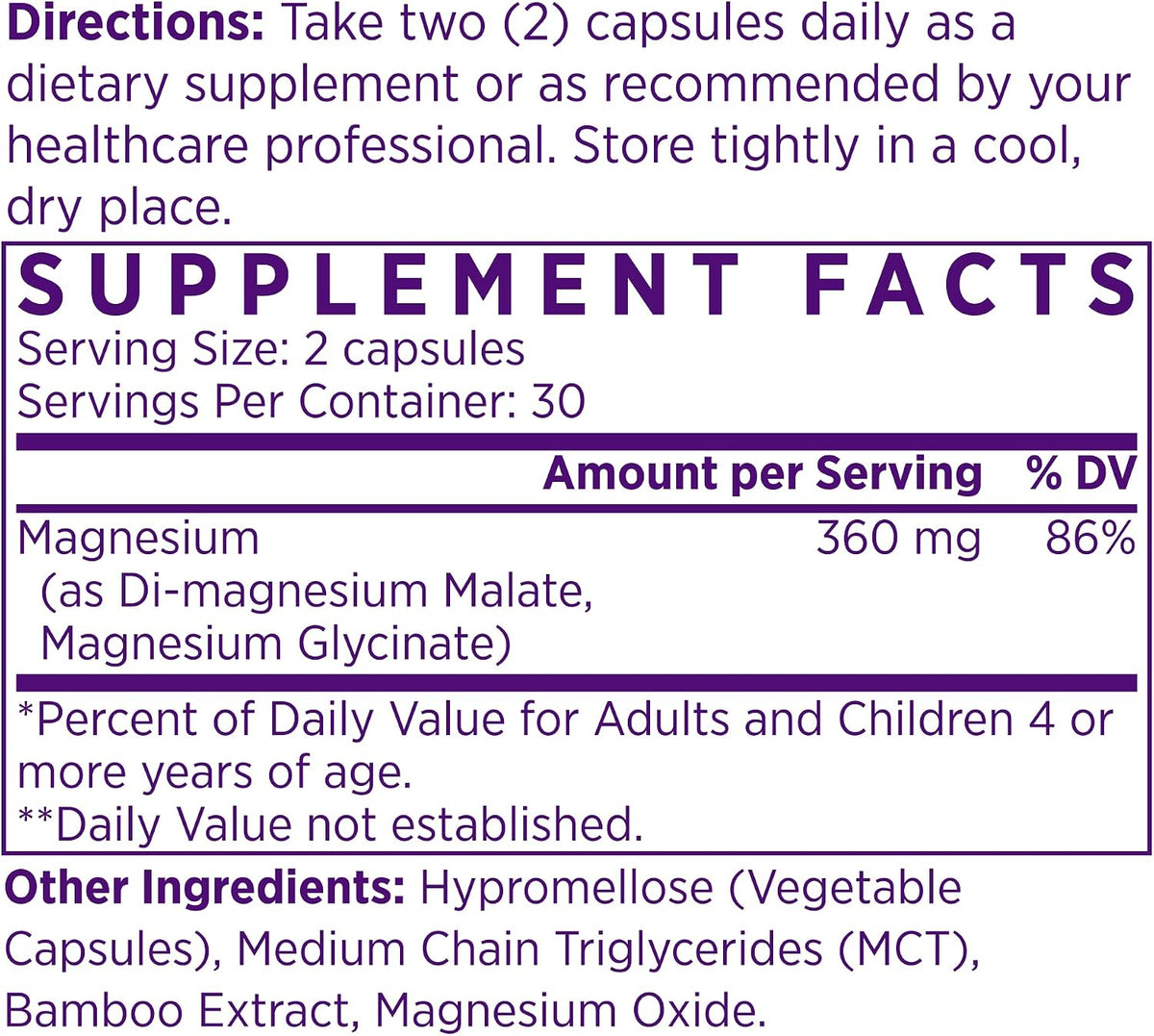 NAOMI Mighty Mg - Magnesium Glycinate & Malate Blend 360mg - Supports Restful Sleep, Muscle Relaxation, Energy & Mood - Gentle on Stomach, No Laxative Effect, Non-GMO, Vegan, 30-Day Supply