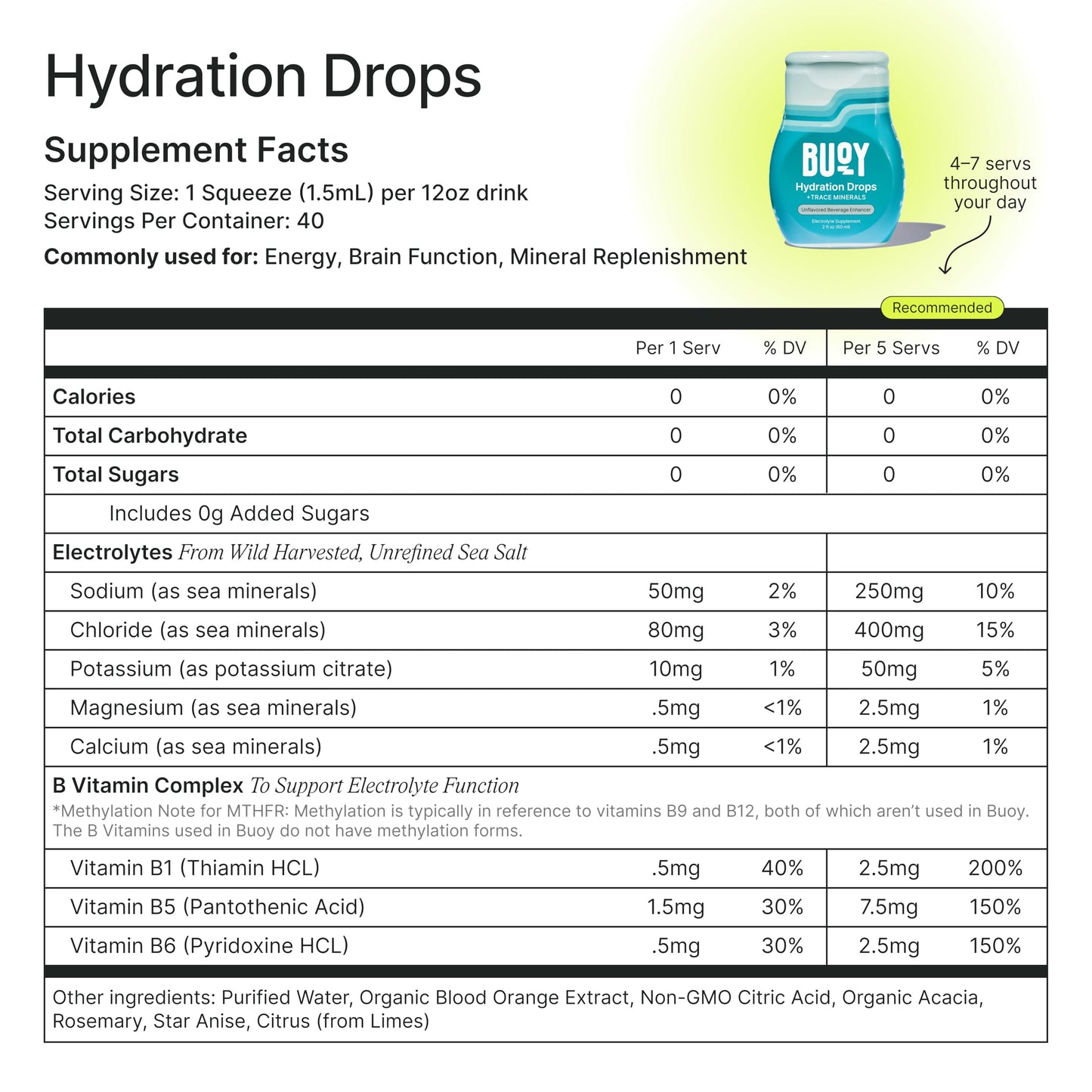 Buoy Electrolyte Drops | 120 Servings | No Sugar, No Sweeteners | 87+ Trace Minerals, Vitamins & Antioxidants | Subtle Mineral Taste
