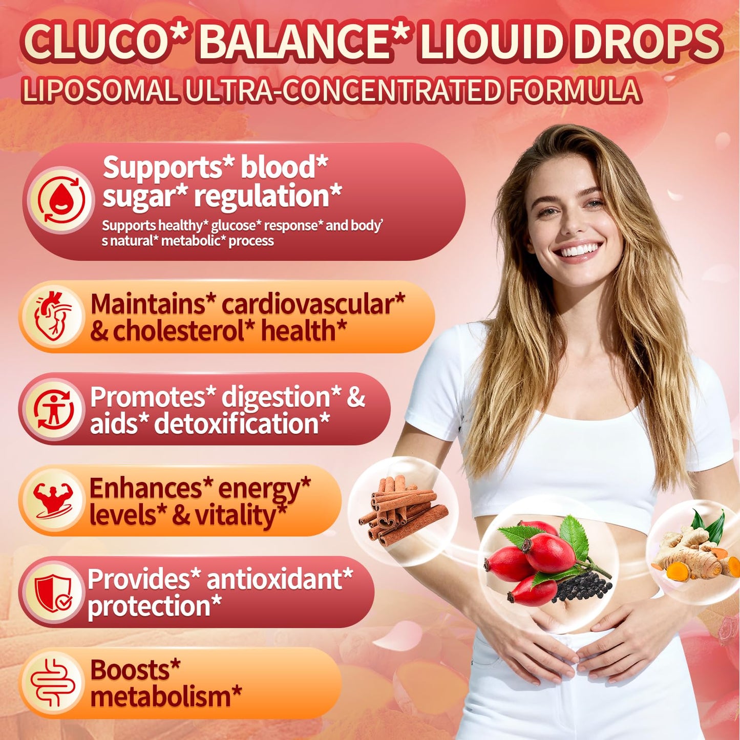 14-in-1 with Ceylon Cinnamon Supplement Liquid Drops, 1800mg + 30:1 Liposomal Tech with Cayenne Pepper, Soursop, Chromium, Bitter Melon,