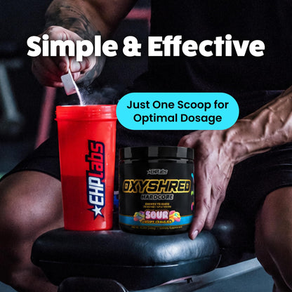 EHP Labs OxyShred Hardcore Super Dosed Pre Workout Powder - Preworkout Powder with L Glutamine & Acetyl L Carnitine, Energy Boost Drink - 275mg of Caffeine - Watermelon Candy, 40 Servings