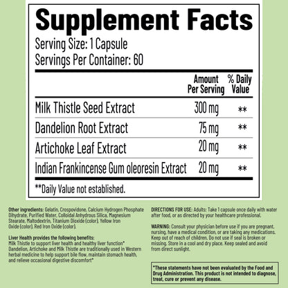 NUTRITION29 Liver Health Supplement with 300mg Milk Thistle Extract,Liver Cleanse Detox & Repair Support Formula with 85% Silymarin, Dandelion Root,