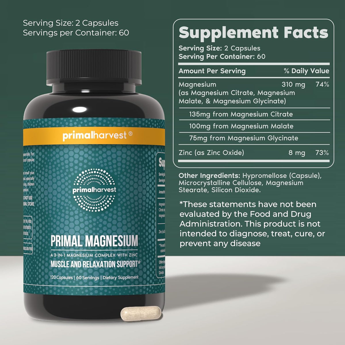 Primal Harvest Total Male+ & Magnesium Supplement Optimize Men’s Health with Targeted Nutrients for Vitality & Recovery 2 Pack Bundle
