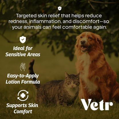 vetr Skin Relief Hydrocortisone Spray for Dogs - Topical Support for Itchy Skin and Hot Spots - 4 oz (120mL) - Vet-Formulated in USA