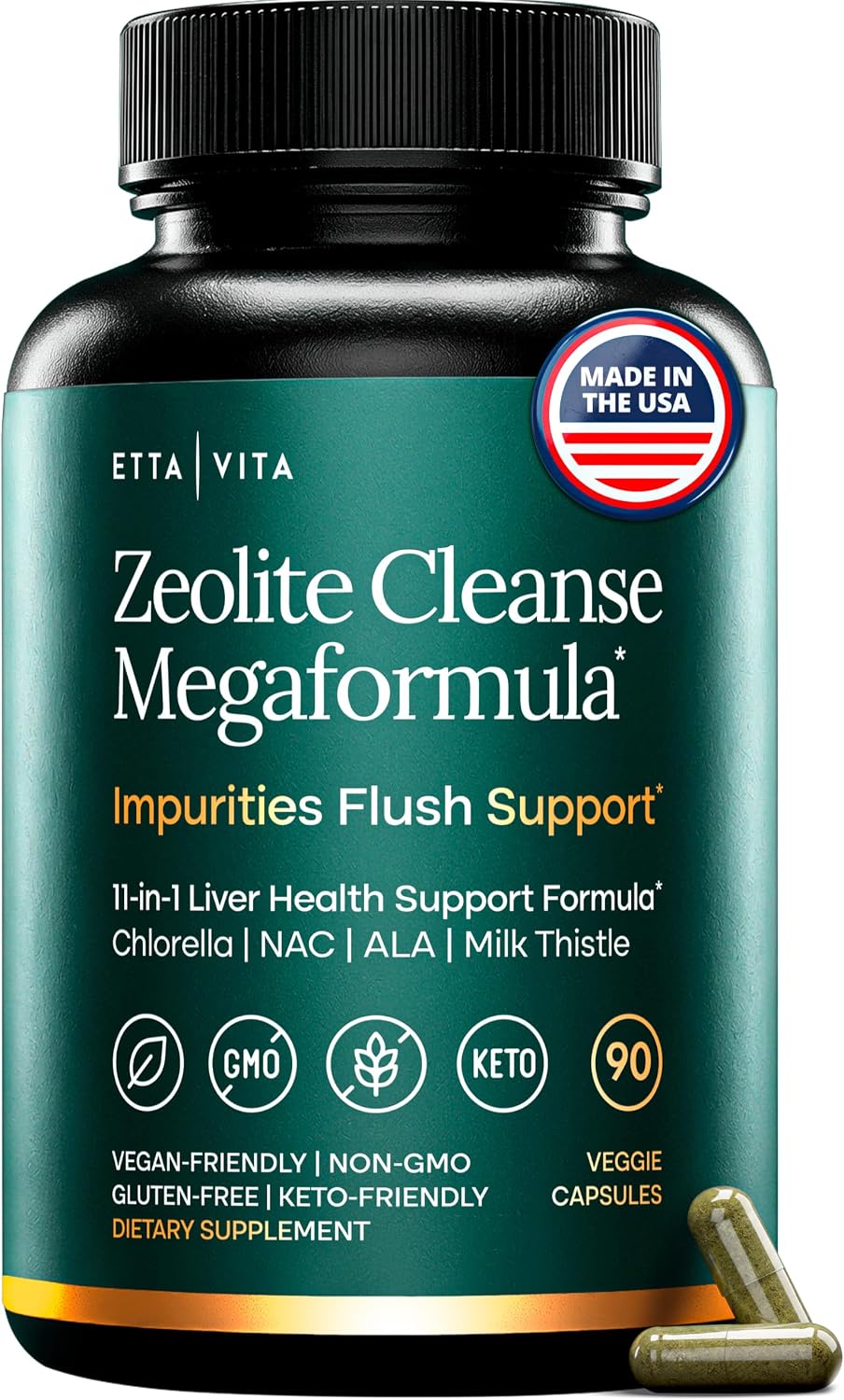 Liver Cleanse Detox & Repair with Zeolite, Chlorella, Glutathione NAC 90Ct | Zeolite supplement for gut health, cognition & natural energy - ALA, cilantro, milk thistle, noni, shilajit, vegan, non-GMO