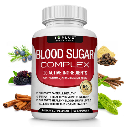 Blood Sugar Complex Supplement - Supports Healthy Blood Sugar Levels Already Within Normal Range All Natural with Cinnamon, Bitter Melon, Chromium, Mulberry, Al