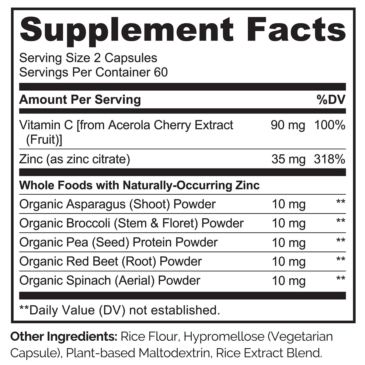NATURELO Vegan Zinc Immune Support Capsules - Whole Food Complex with Vitamin C for Healthy Skin, Hair, and Nails - 120 Capsules
