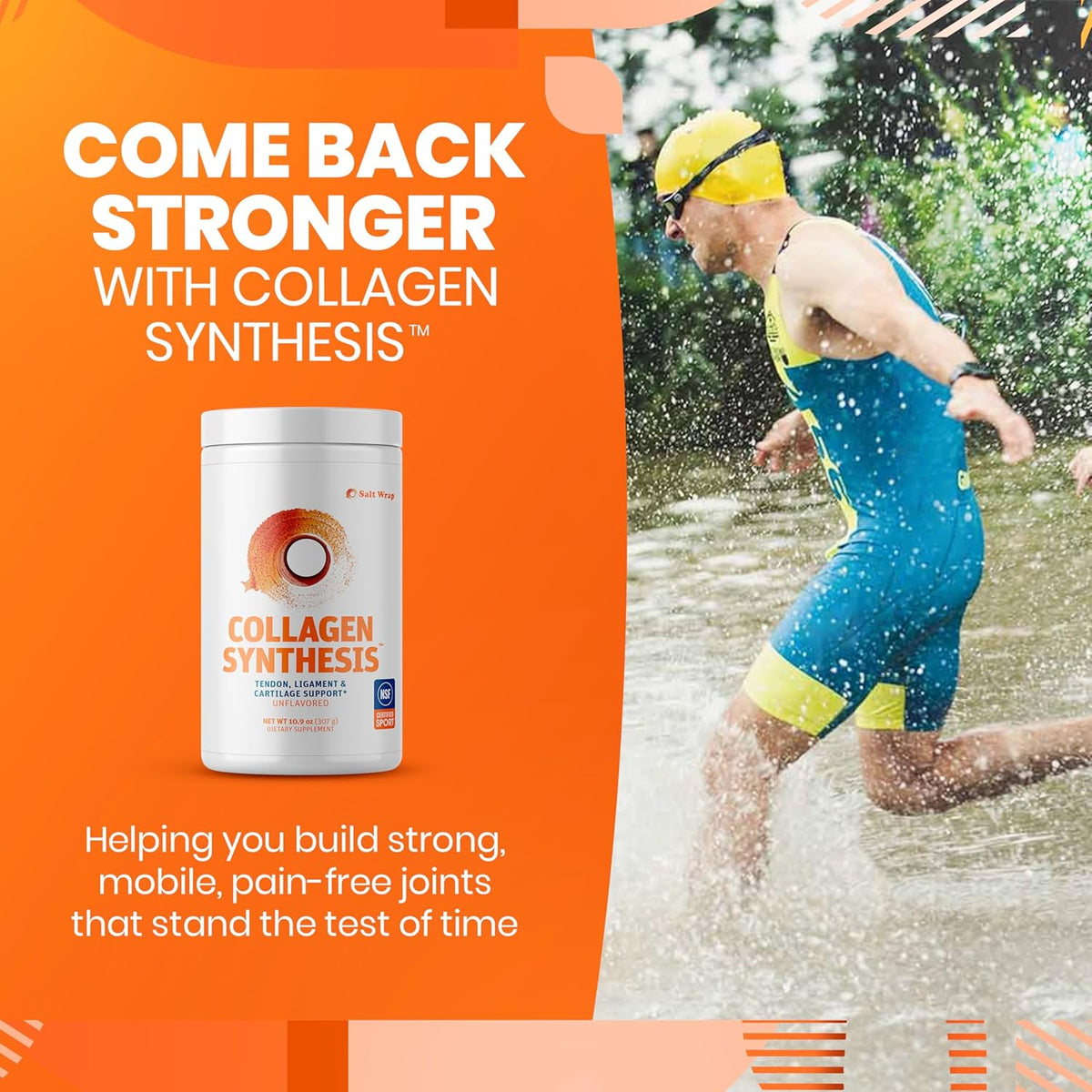 SaltWrap Joint Recovery Bundle: Collagen Synthesis & Clinic Multivitamin | Made in USA, NSF Certified for Sport, Pairs Fortigel and Tendoforte Peptides with Turmeric, Cissus and Hyaluronic Acid