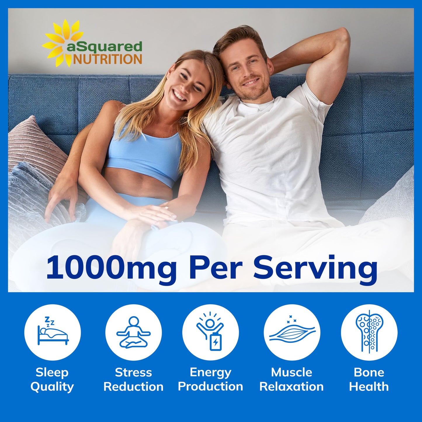 Magnesium Glycinate 1000mg with Vitamin D3 & B6-500mg per Capsule - Pure Elemental Mag Supplement Complex for Sleep, Muscle, Bone Health - Replace Gummies, Tablets & Powder - 120 Capsules aSquared NutritionBuy Supplements Australia