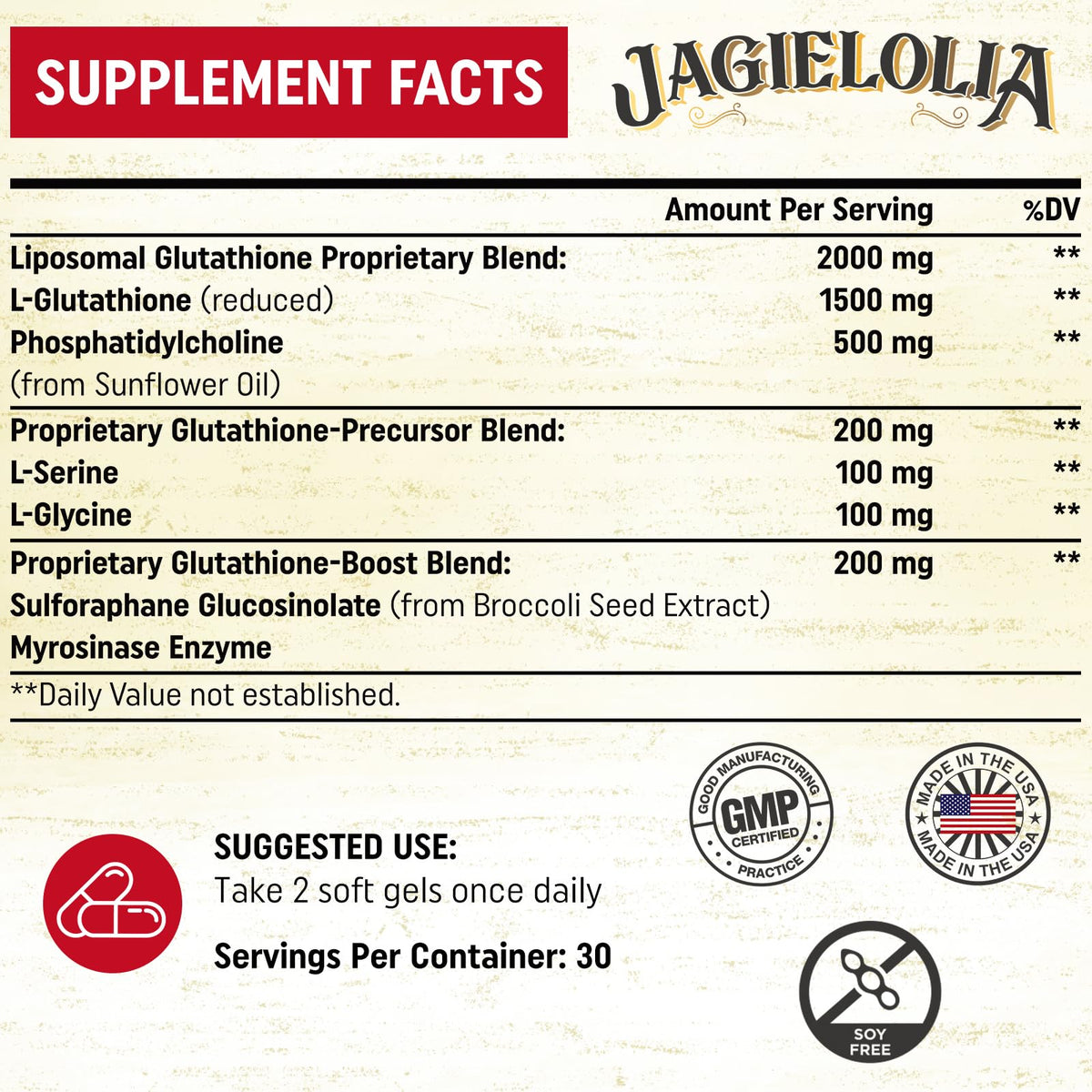 Liposomal Glutathione 2000 mg with L-Serine, L-Glycine & Sulforaphane – Active L-Glutathione Unique Formulation to Enhance Absorption - Master Antioxidant, Detoxifying & Immune | 120 Softgels