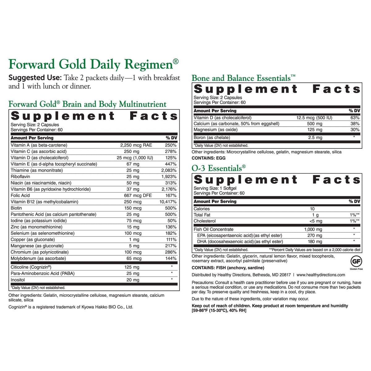 Dr. Whitaker's Forward Gold Daily Regimen Multi-Nutrient Vitamin Supplement for Adults 65+, 60 Packets (30-Day Supply)