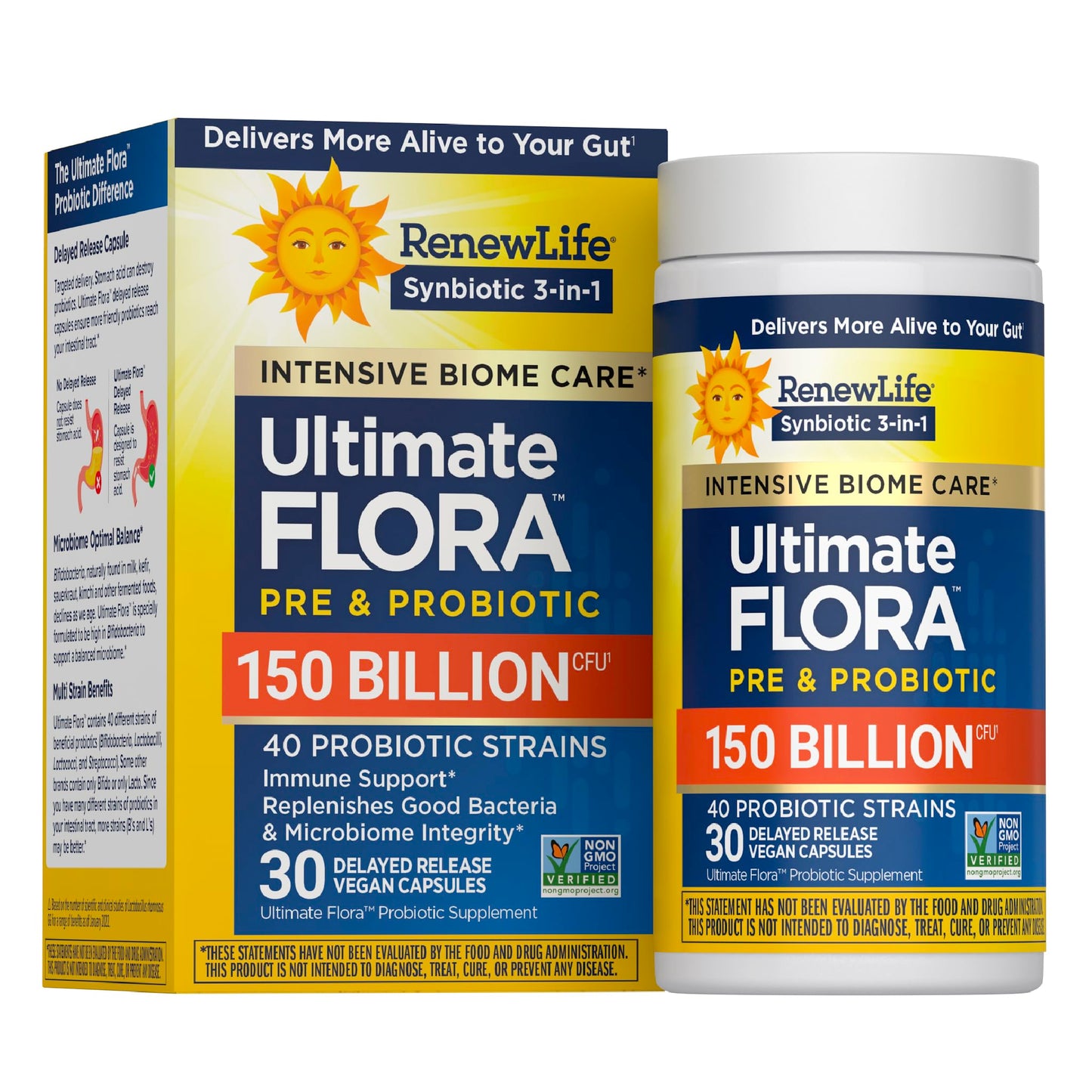 Renew Life Ultimate Flora Adult Ultimate Care Probiotic, 150 Billion, 30 Caps (Package May Vary)