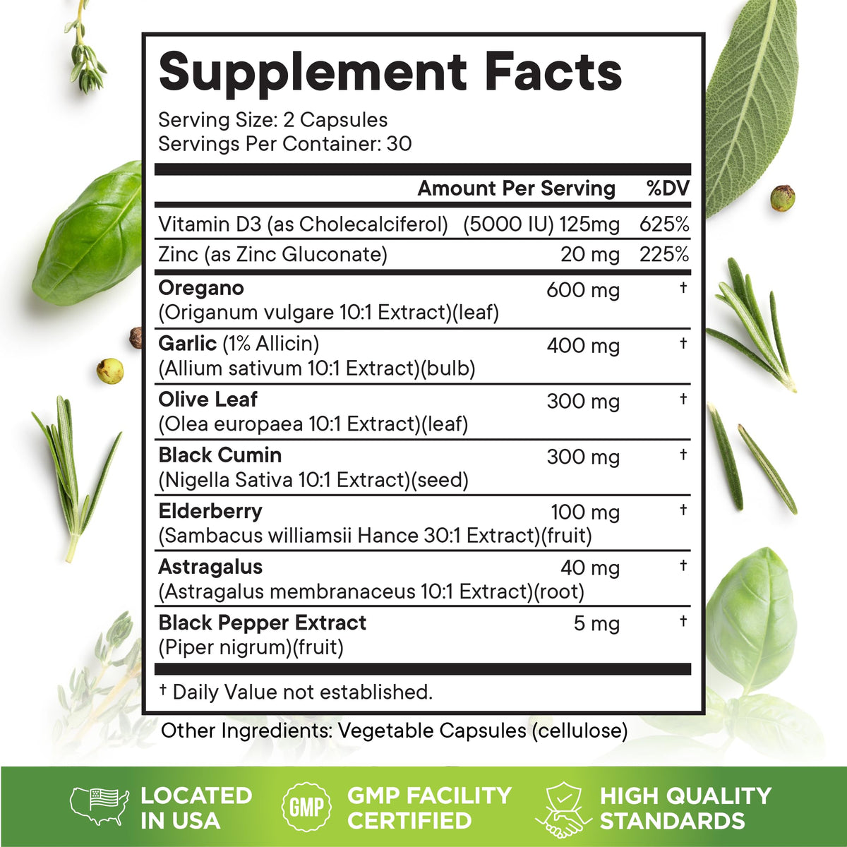 Superfood MD Oregano Oil Garlic Extract Olive Leaf Black Seed Oil Astragalus- for Women and Men- 60 Count