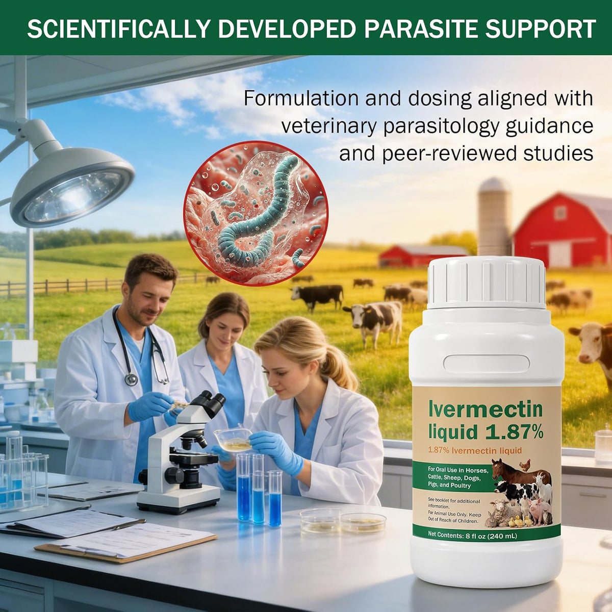 Ivermectin Solution for Sheep, Poultry & More, 240ml Ivermectin | Gut Health, Promotes Immune & Digestive Support