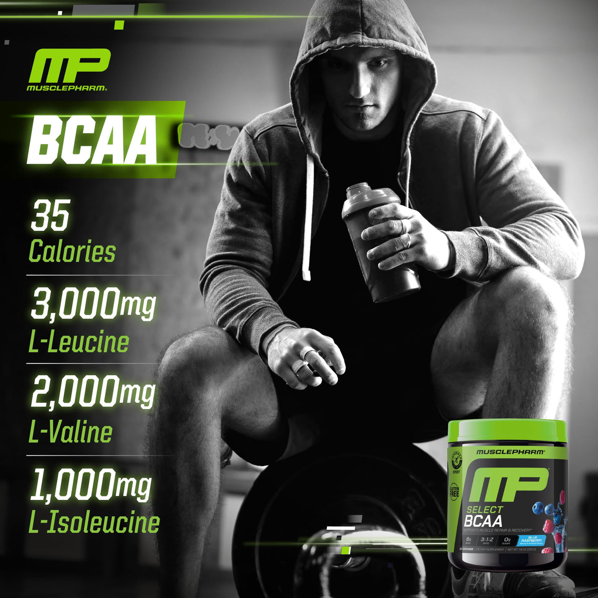 MusclePharm Essentials BCAA Powder, Pre & Post Workout Recovery Drink, Supports Muscle Recovery & Energy, Essential Amino Acids, 30 Serv, Fruit Punch