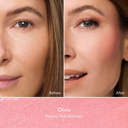 Thrive Causemetics Triple Threat Color Stick: Cream Blush Stick with Vitamin E, Evening Primrose Oil, Waterproof Smudge Proof Face Makeup, Olivia