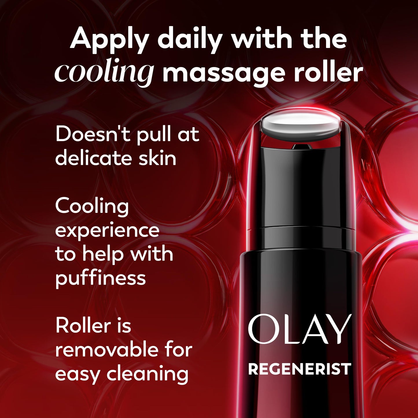 Olay Regenerist Neck and Face Roller, Neck Cream for Tightening and Firming, Anti-Aging Moisturizer for Women, Anti-Wrinkle Serum, Face Lift Cream, Cooling, Fragrance-Free, Hexa-Repair & NAD+, 1.7oz