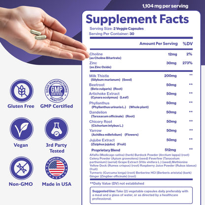 Happee Liver Cleanse Detox & Repair Supplement with Milk Thistle Extract - Flush Toxins & Renew Health - Vegan, Made in USA, 60 Capsules