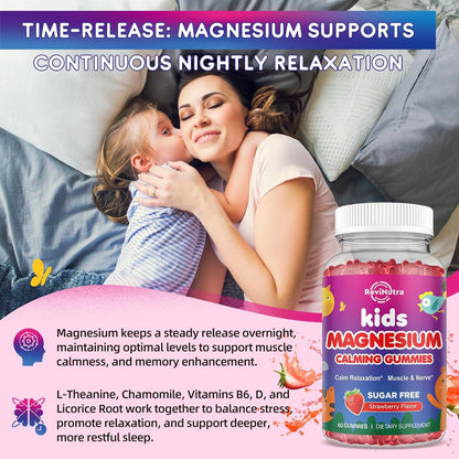 2 Pack Magnesium Glycinate Gummies for Kids & Adults Stawberry & Raspberry Flavor