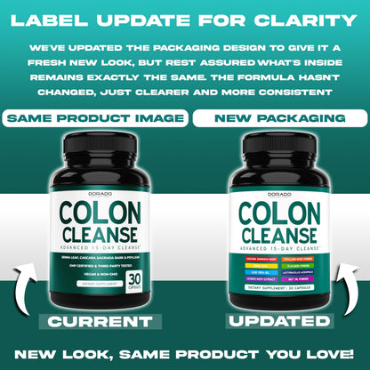Colon Cleanse & Detox 15 Day Gut Cleanse (30 Count) Intestinal Cleanse Pills & Probiotic for Gentle Laxative & Bowel Relief for Stomach Bloating - Third Party Tested, Vegan, Non-GMO - Made in USA
